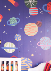 Papel de Parede Infantil Cosmos Azul - Painel
